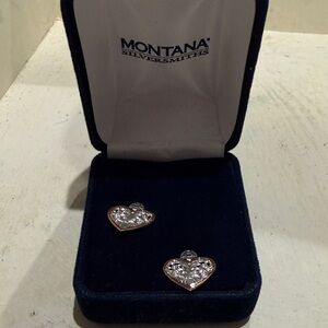 Montana Silversmiths Two-Tone Heart Earrings in Silver and Rose